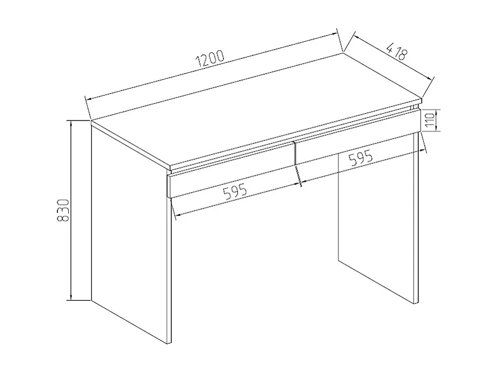 Coiffeuse blanc 120x41.8x83 emma