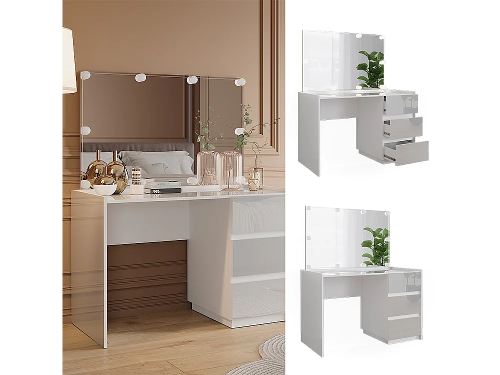 Tocador blanco alto brillo 120x60x78.6 marla