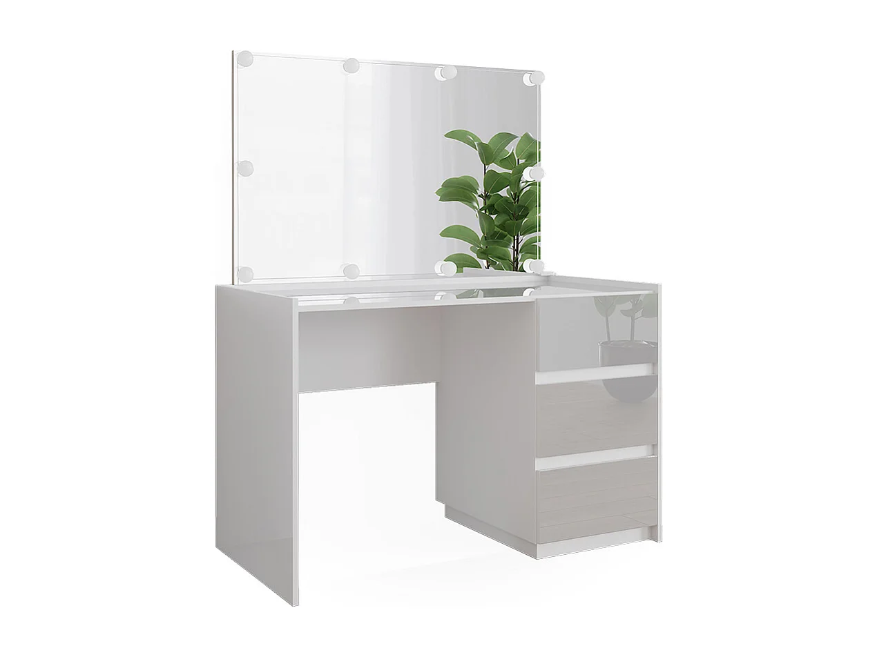 Coiffeuse blanc haute brillance 120x60x78.6 marla