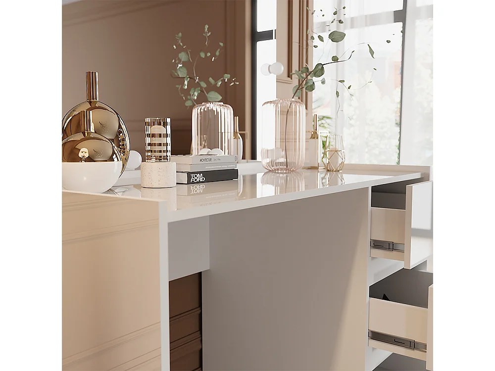 Frisørbord hvid højglans 120x60x78.6 marla