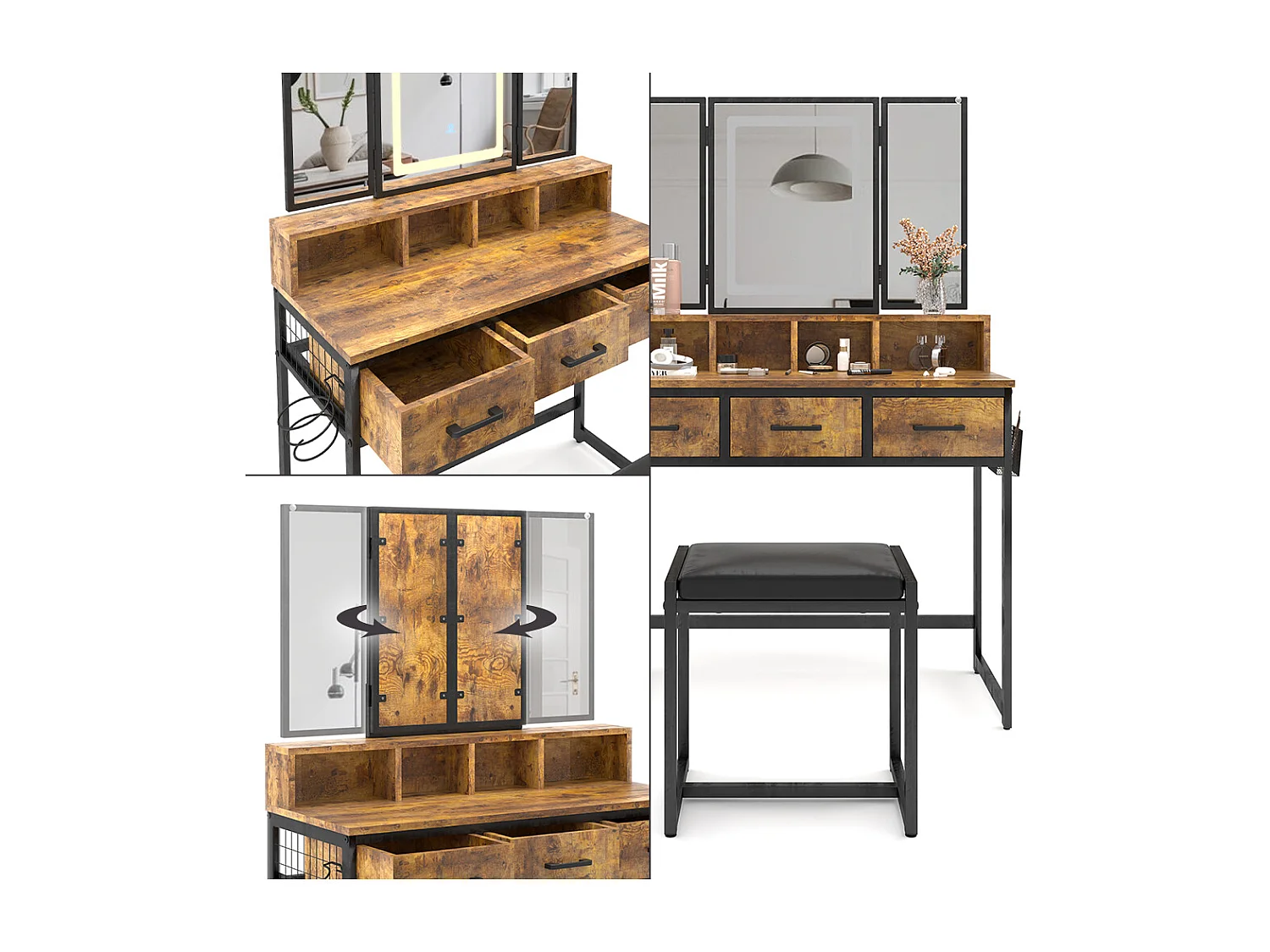 Dressing table rustic oak 90x40x137.5 fyrk