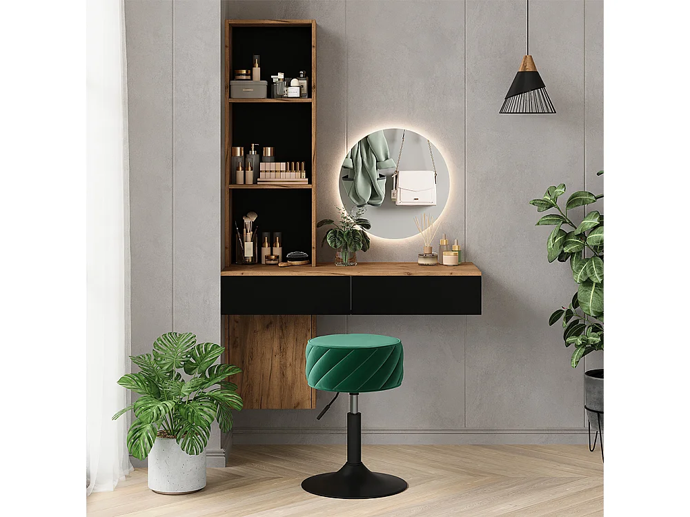 Coiffeuse chêne/noir 100x40x155 melora