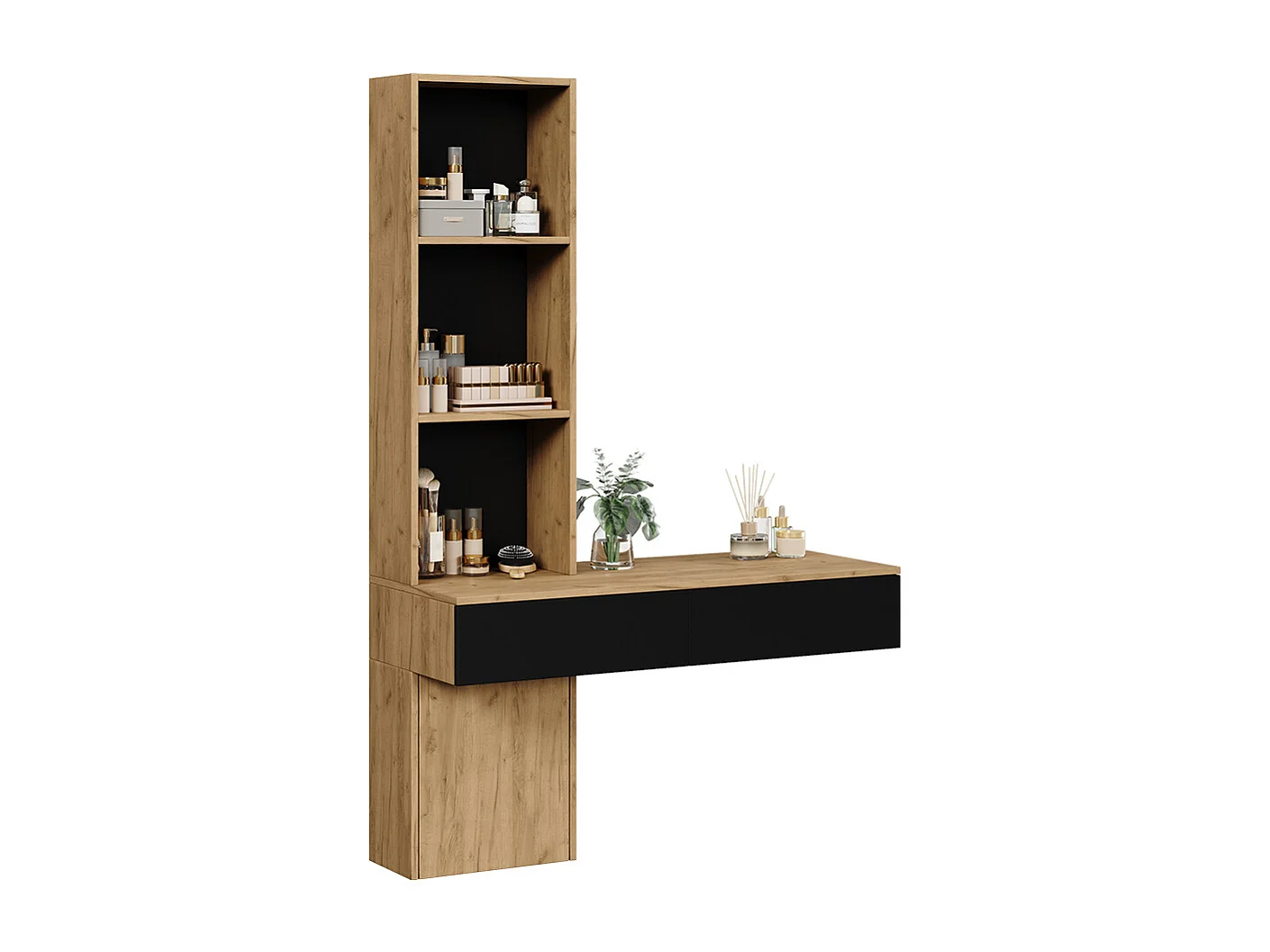 Vanity oak/black 100x40x155 melora