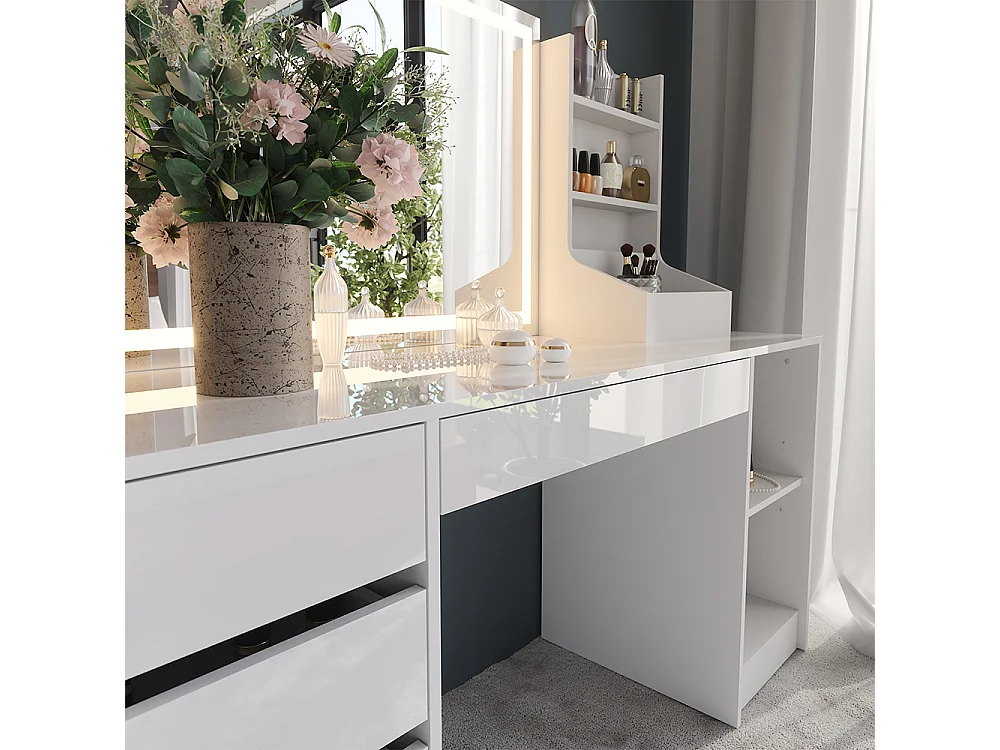 Coiffeuse blanc/blanc brillant 158.2x50.1x76 sherry