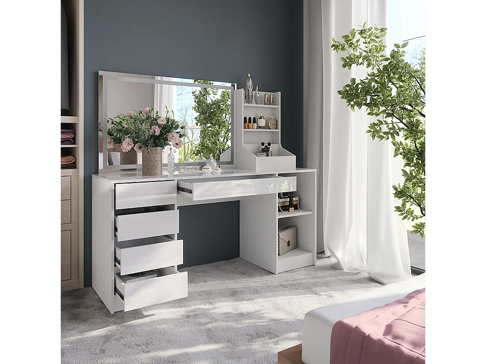 Coiffeuse blanc/blanc brillant 158.2x50.1x76 sherry