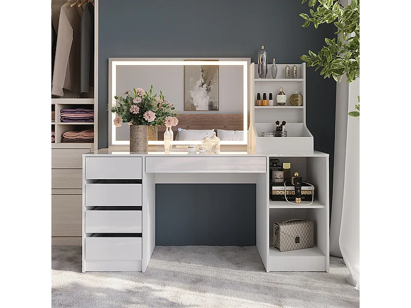 Coiffeuse blanc/blanc brillant 158.2x50.1x76 sherry