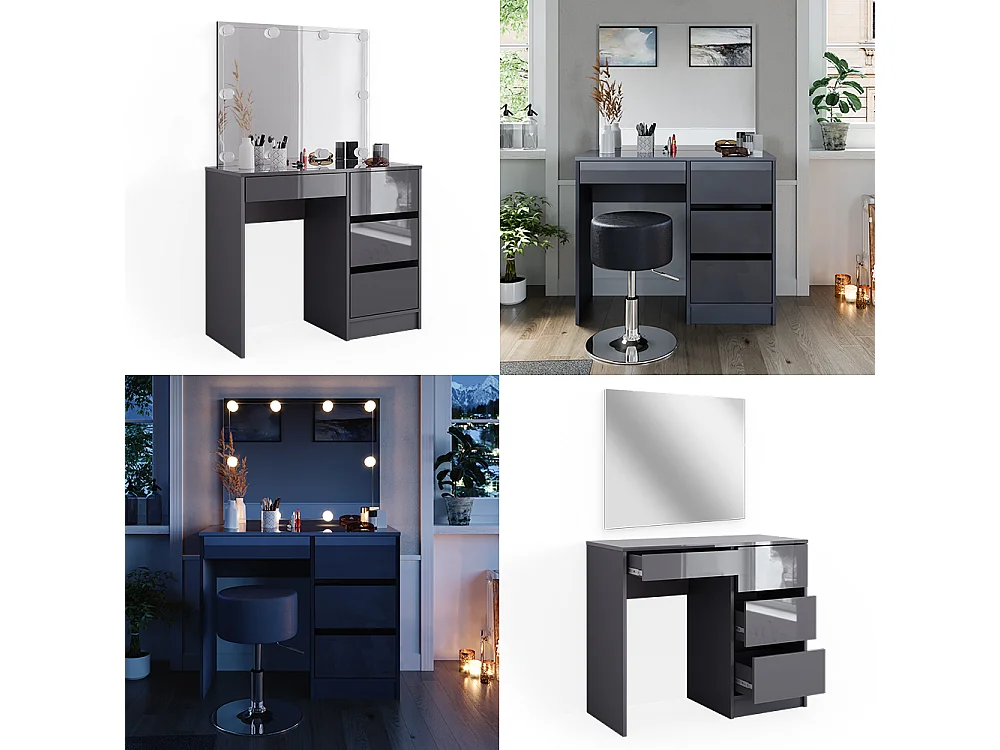 Coiffeuse anthracite 90x40x75 sherry