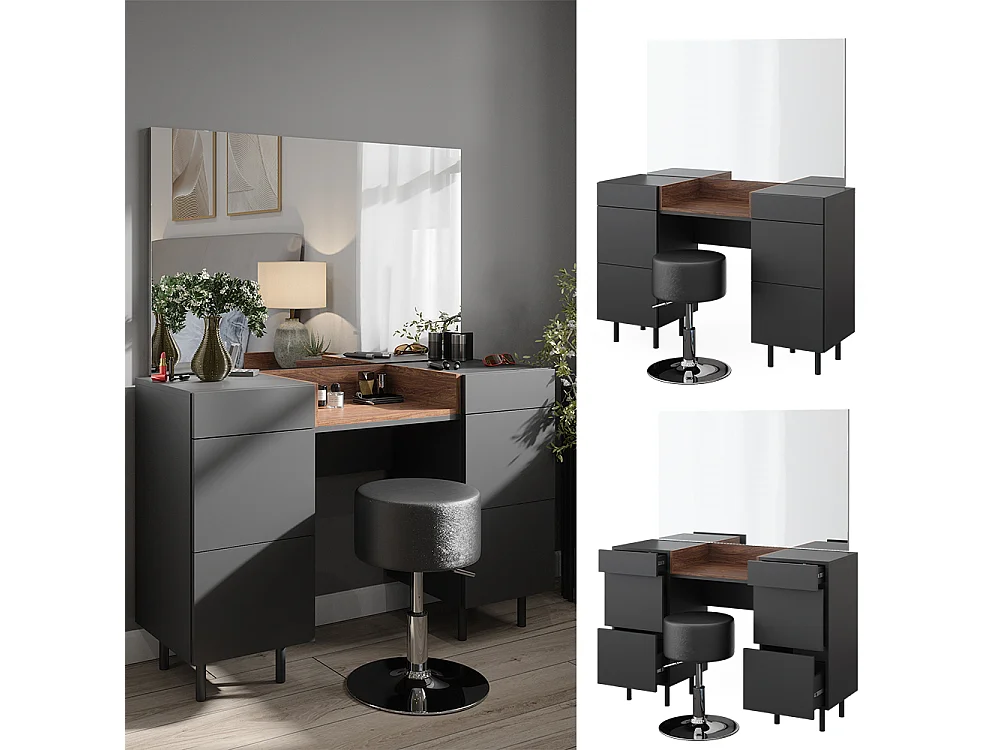 Coiffeuse anthracite 120x40x80 anika