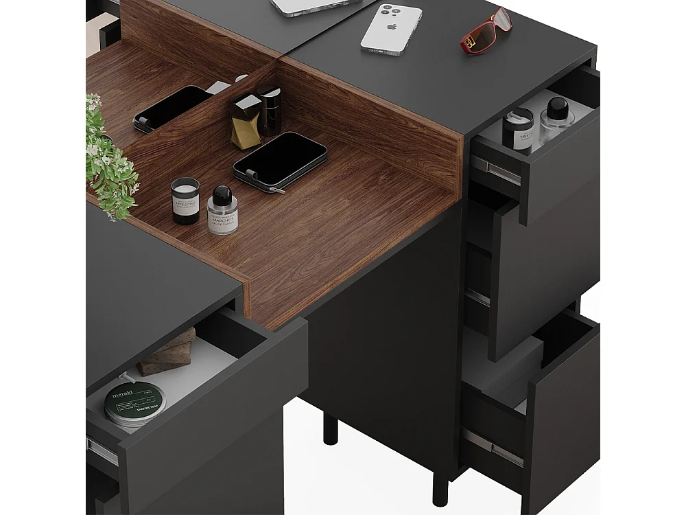 Coiffeuse anthracite 120x40x80 anika