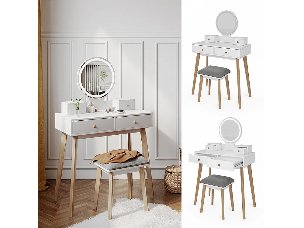 Coiffeuse blanc 80x41x127.5 finya