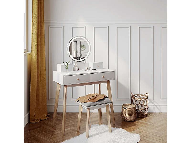 Kaptafel set met kruk wit 80x41x127.5 finya