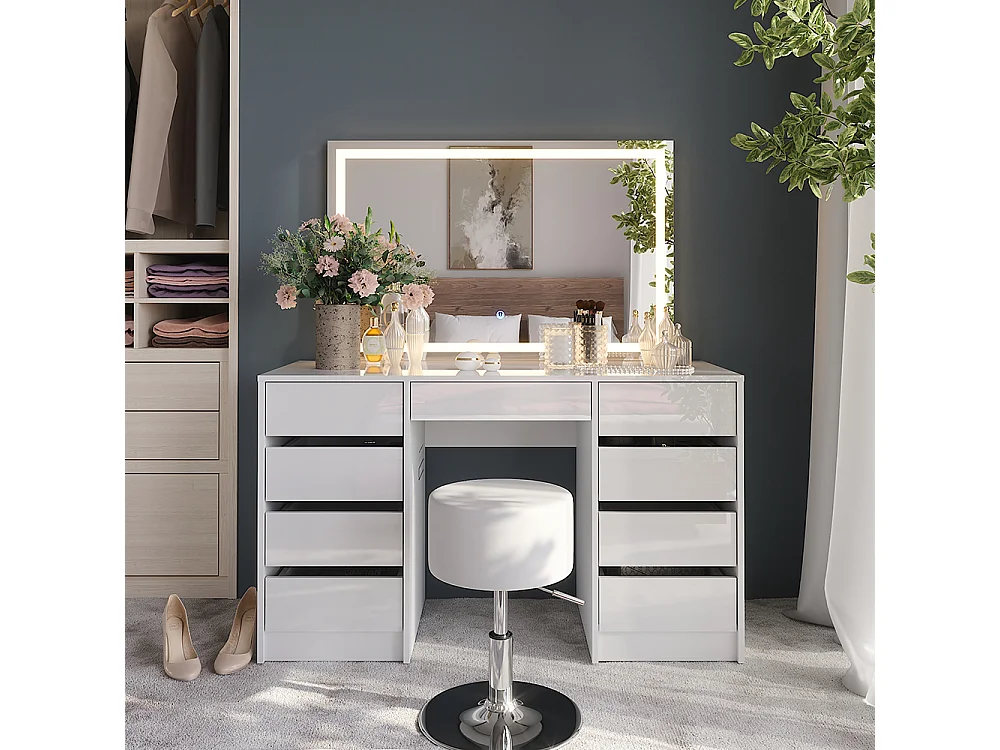 Coiffeuse blanc/blanc brillant 128.2x50.1x76 sherry