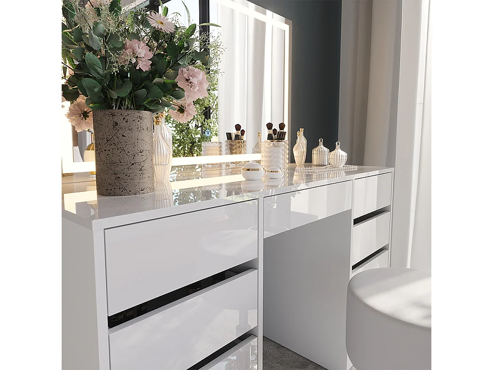 Coiffeuse blanc/blanc brillant 128.2x50.1x76 sherry