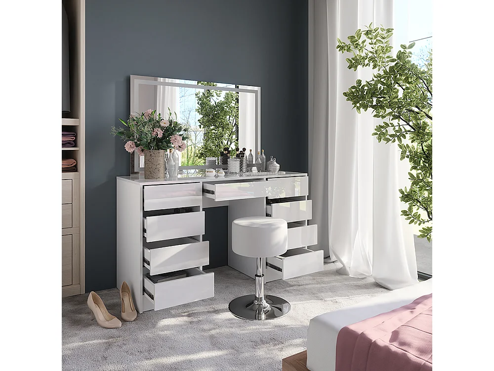 Coiffeuse blanc/blanc brillant 128.2x50.1x76 sherry