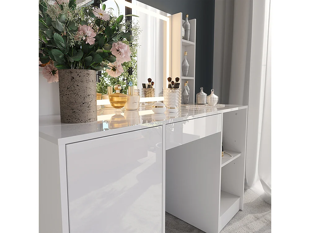 Kaptafel met licht wit/wit hoogglans 128.2x50.1x76 sherry