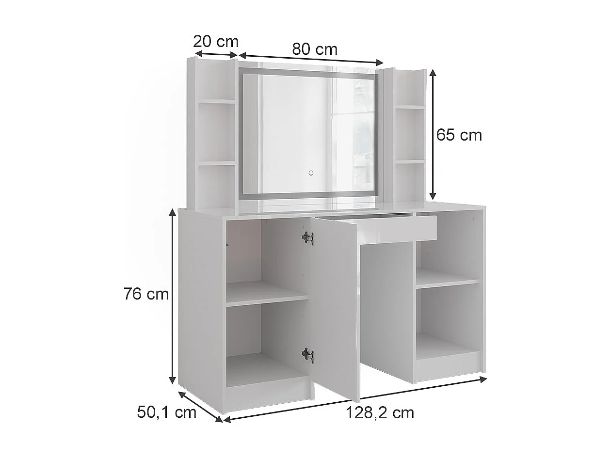 Kaptafel met licht wit/wit hoogglans 128.2x50.1x76 sherry