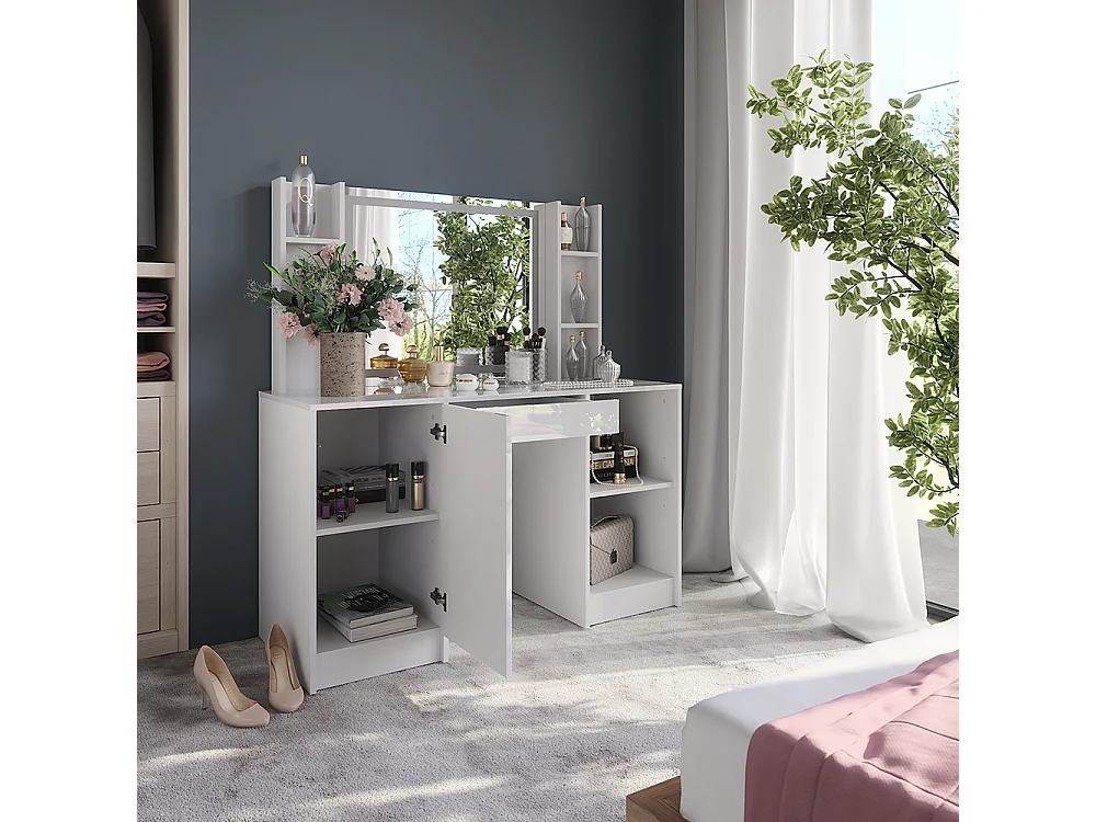 Kaptafel met licht wit/wit hoogglans 128.2x50.1x76 sherry