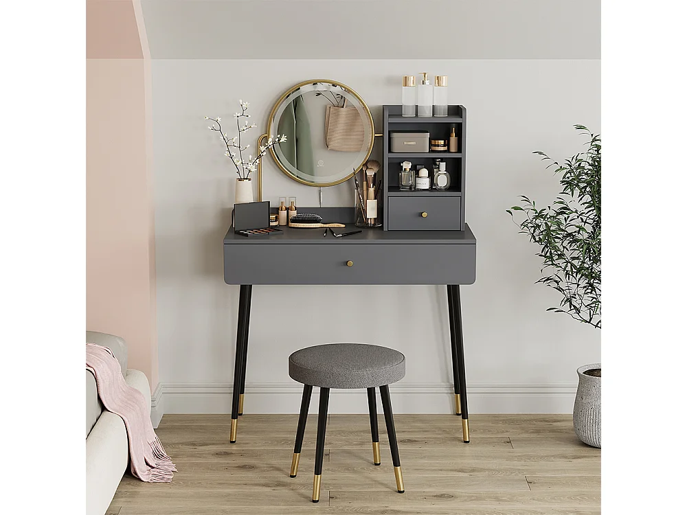 Vanity table grey 90x40x130 mirela