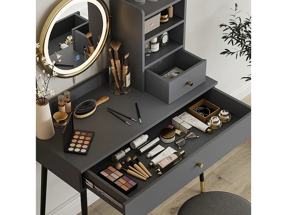 Vanity table grey 90x40x130 mirela