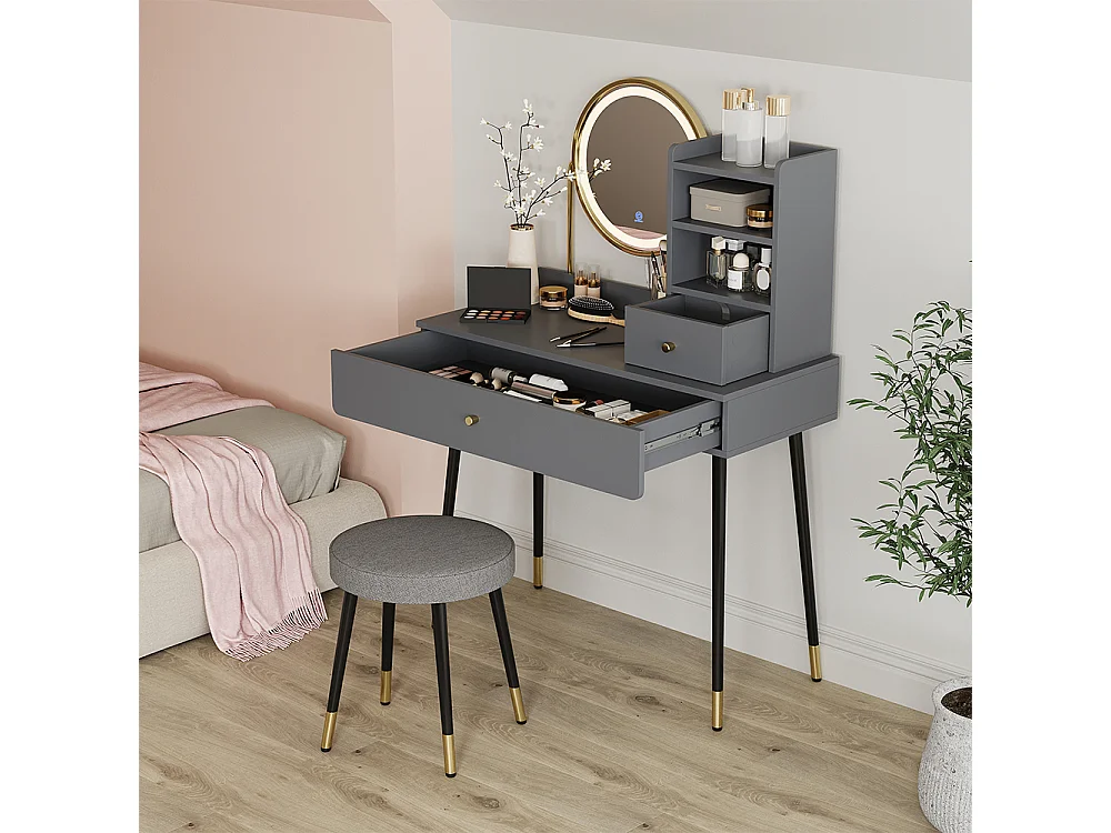 Vanity table grey 90x40x130 mirela