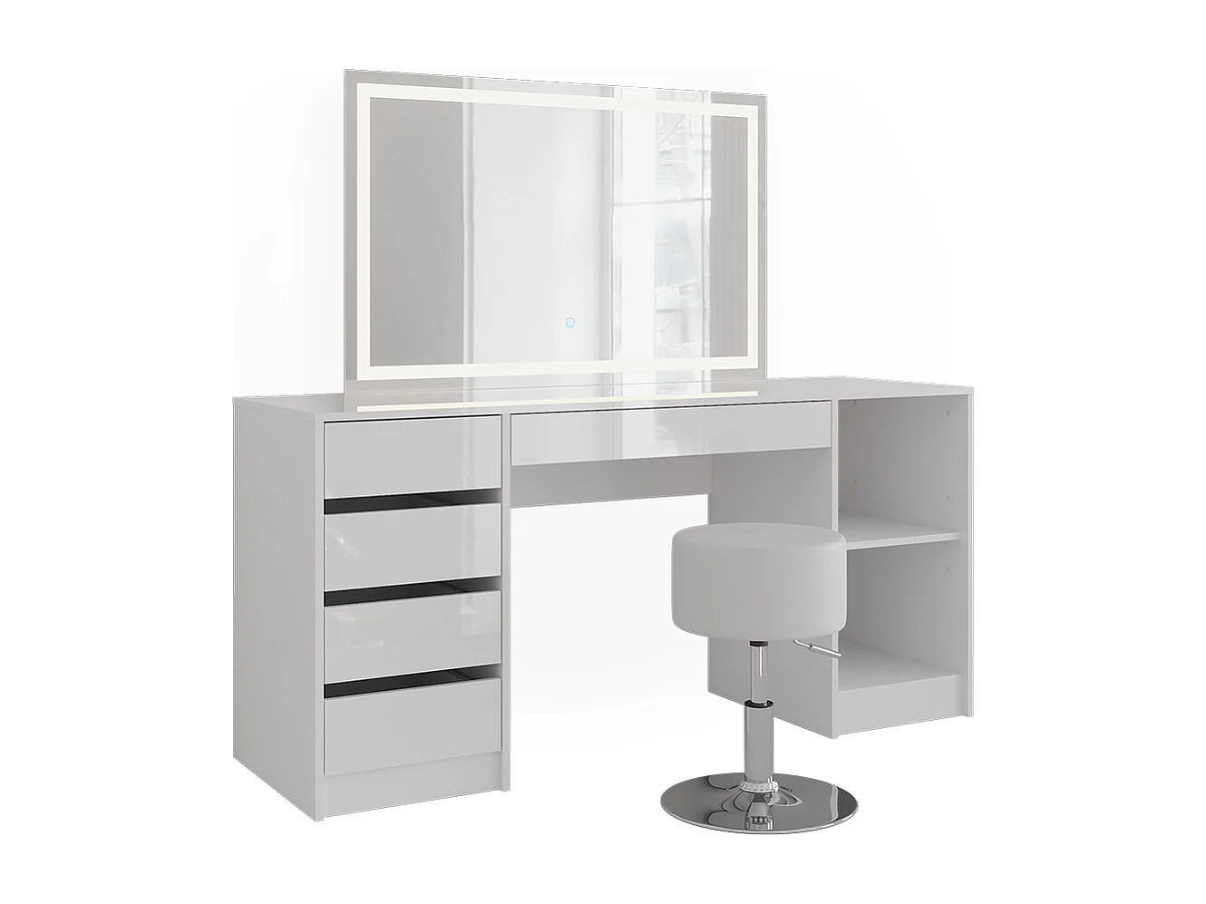 Penteadeira branco/branco brilhante 158.2x50.1x76 sherry