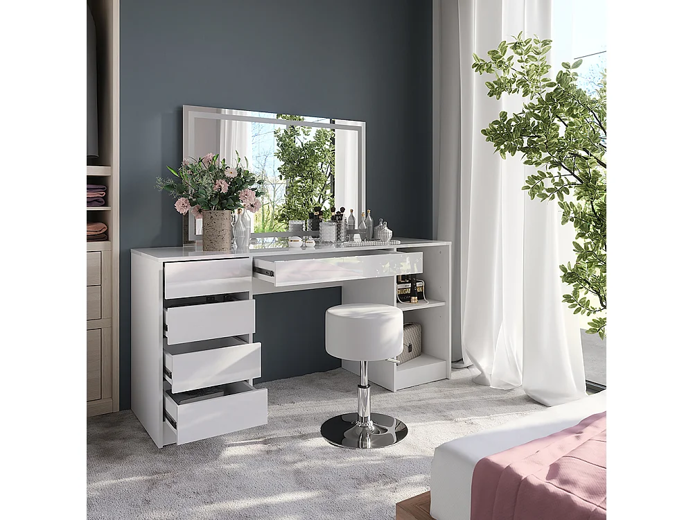 Penteadeira branco/branco brilhante 158.2x50.1x76 sherry