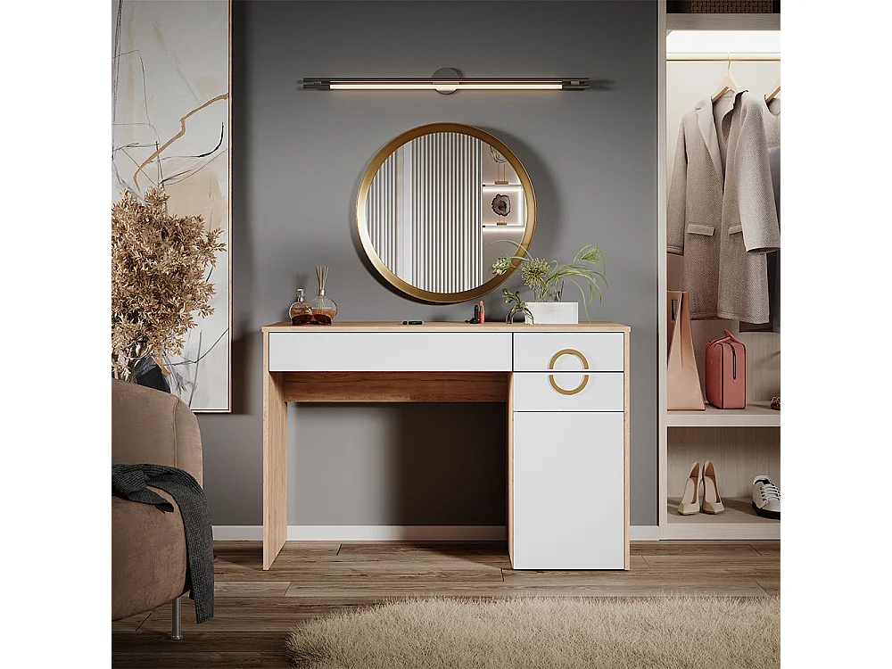 Mesa de maquillaje rockford hickory natural 115x55x76.4 adela