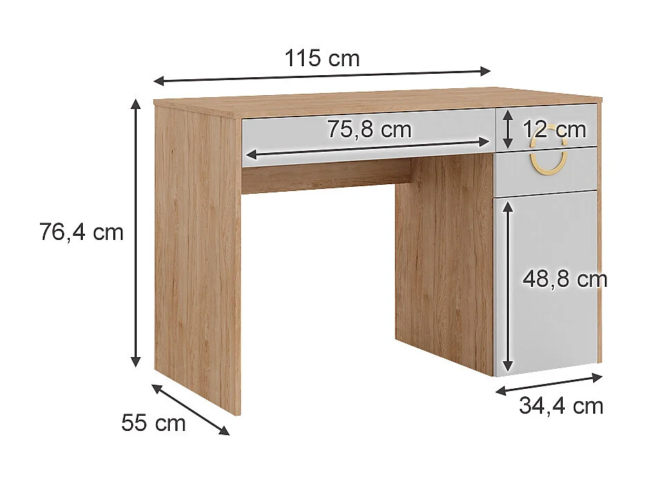 Mesa de maquillaje rockford hickory natural 115x55x76.4 adela