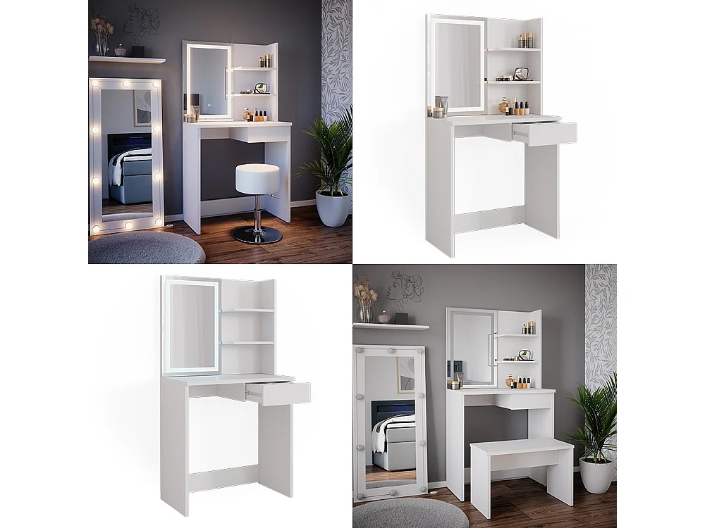 Coiffeuse blanc 75x40x141 dekos