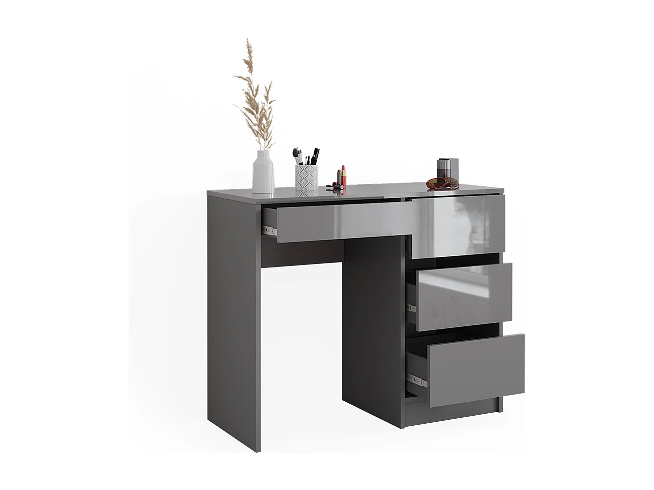 Coiffeuse gris haute brillance 90x40x75 sherry