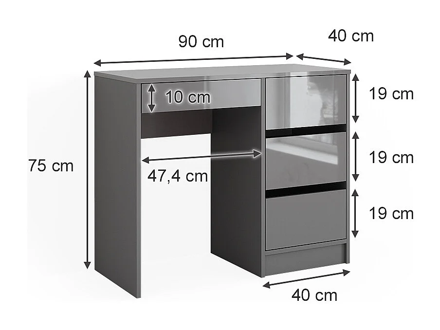Vanity high gloss grey 90x40x75 sherry
