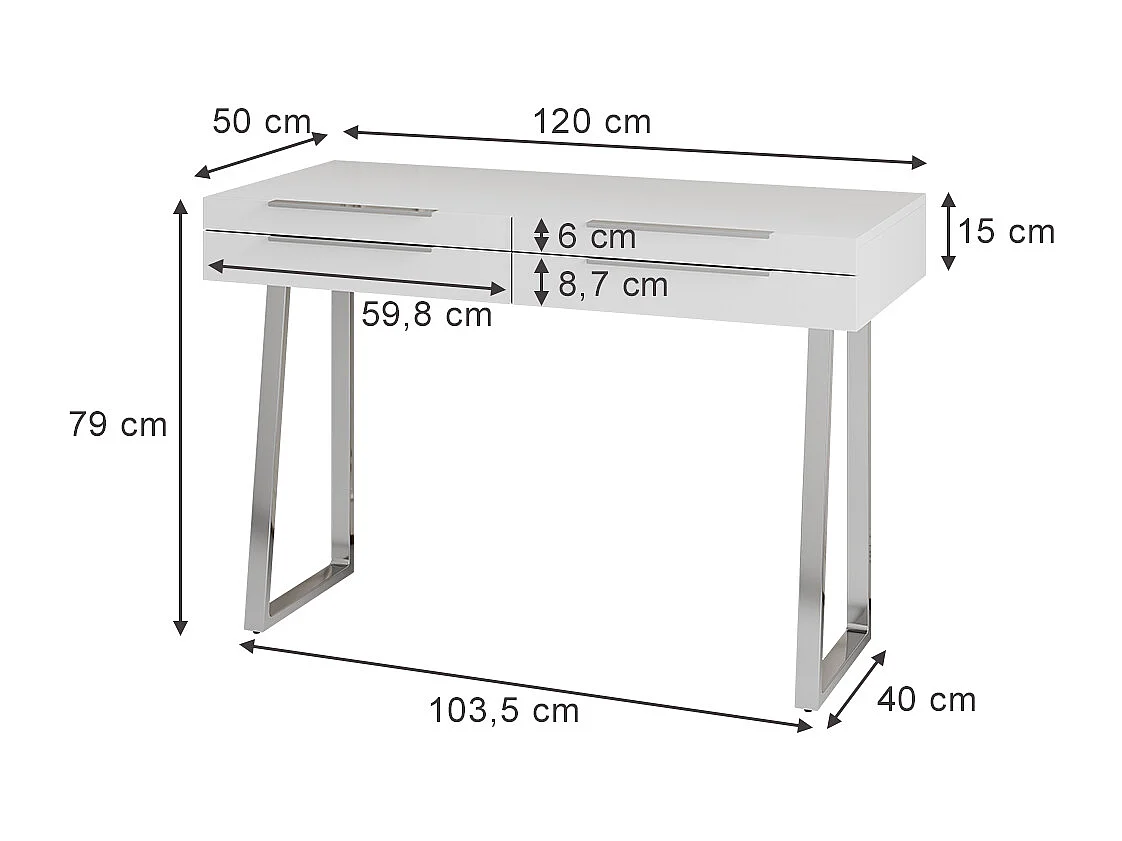 Schminktisch weiß 120x50x79 alexia