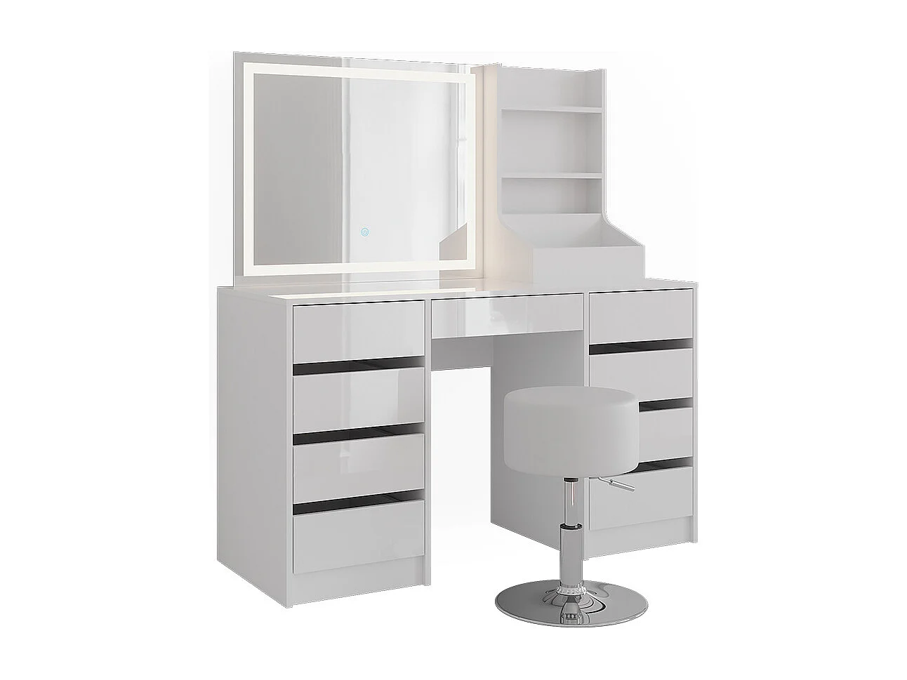 Vanity table white/white high gloss 128.2x50.1x76 sherry