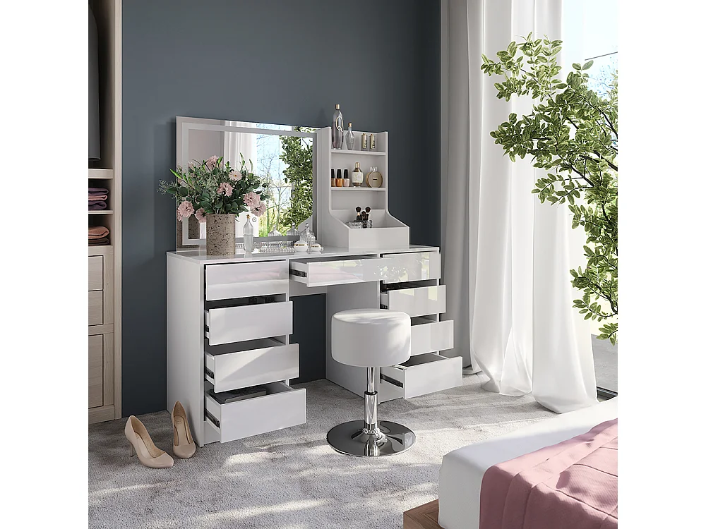 Vanity table white/white high gloss 128.2x50.1x76 sherry