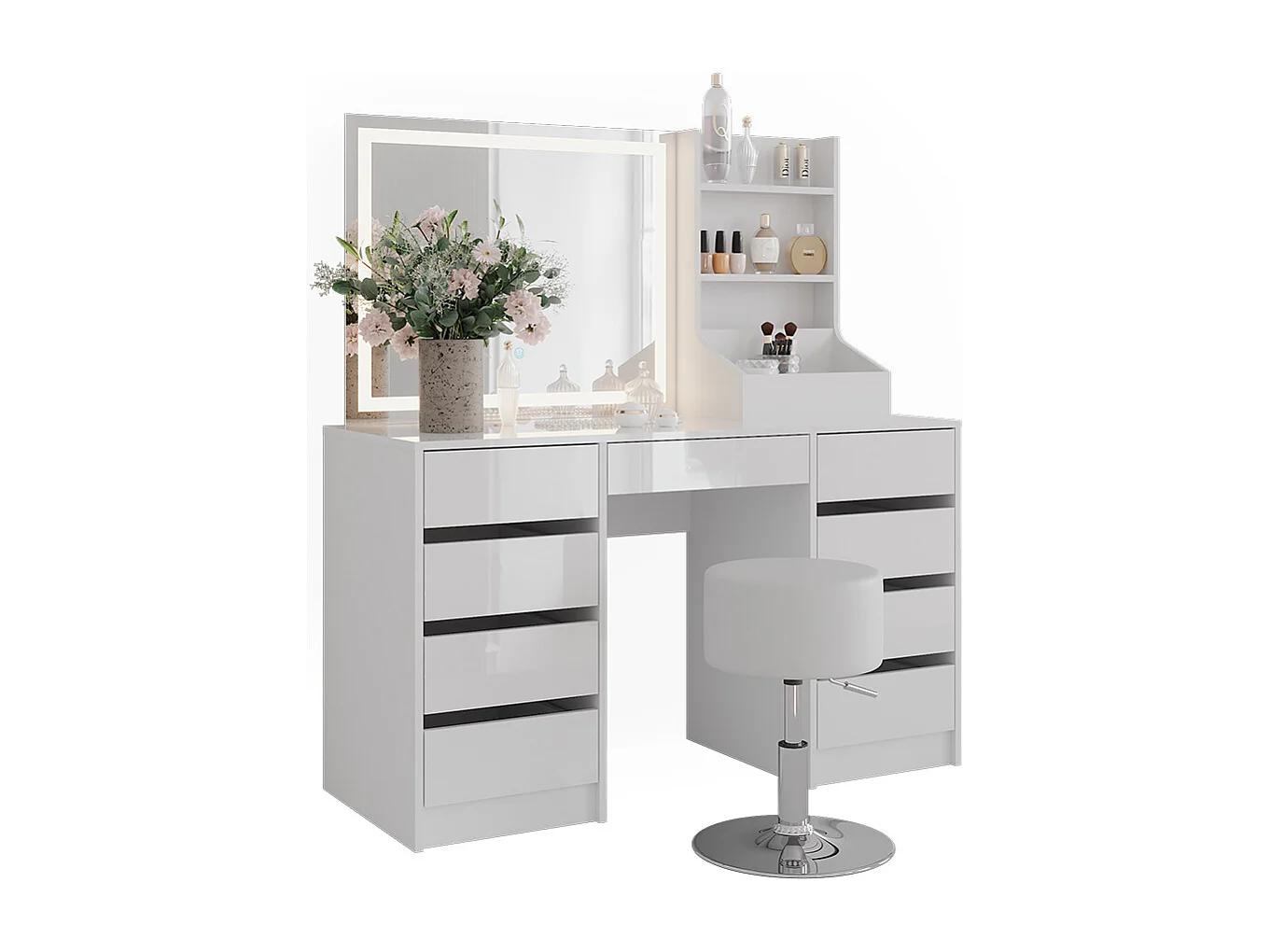 Vanity table white/white high gloss 128.2x50.1x76 sherry