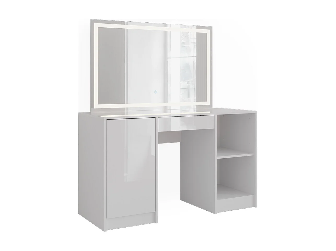 Schminktisch weiß/weiß hochglanz 128.2x50.1x76 sherry