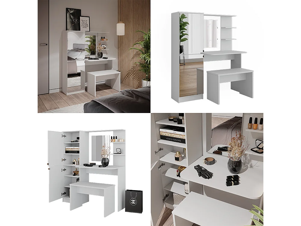 Coiffeuse blanc 123x33x141.2 jasmin