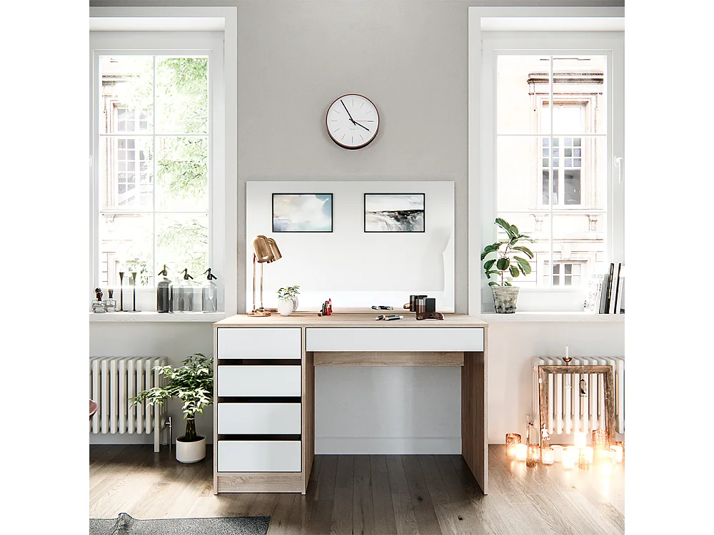 Coiffeuse blanc/sonoma 120x55x75 sherry