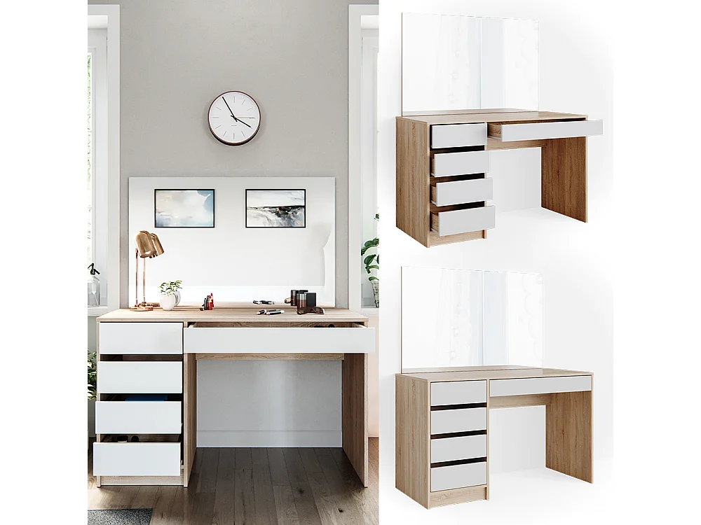 Coiffeuse blanc/sonoma 120x55x75 sherry