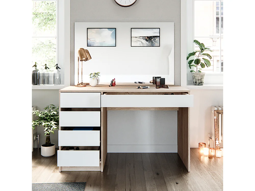 Coiffeuse blanc/sonoma 120x55x75 sherry