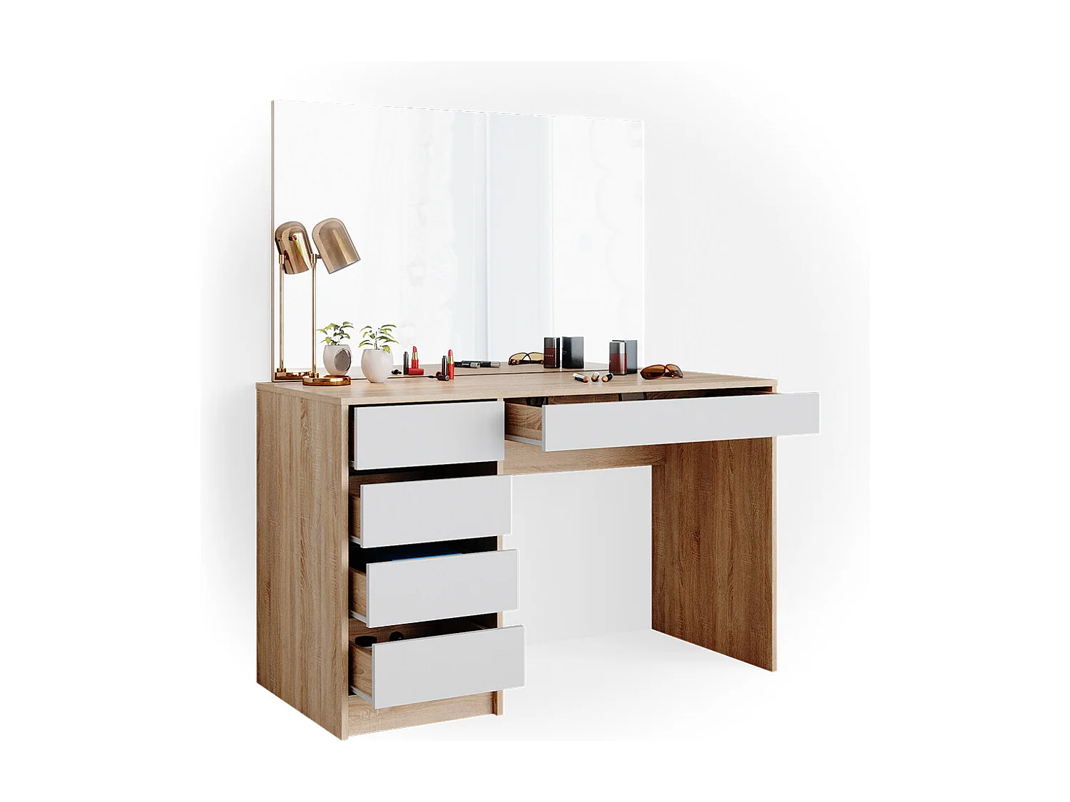 Vanity table white/sonoma 120x55x75 sherry