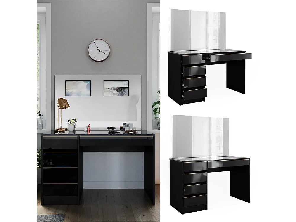 Coiffeuse noir/or 120x55x75 sherry