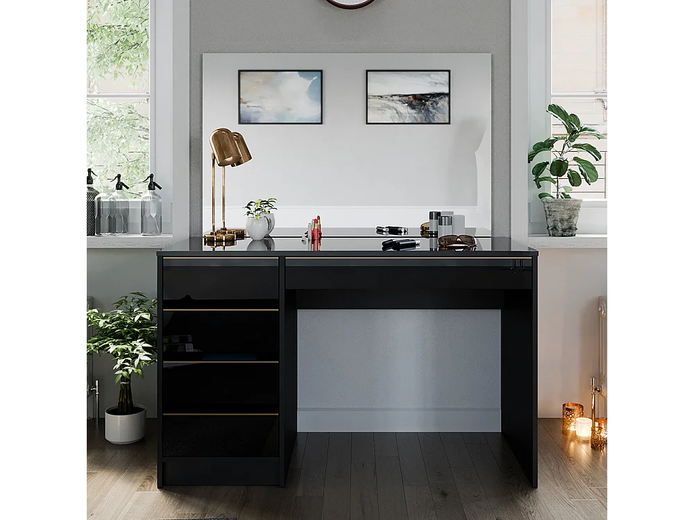 Coiffeuse noir/or 120x55x75 sherry