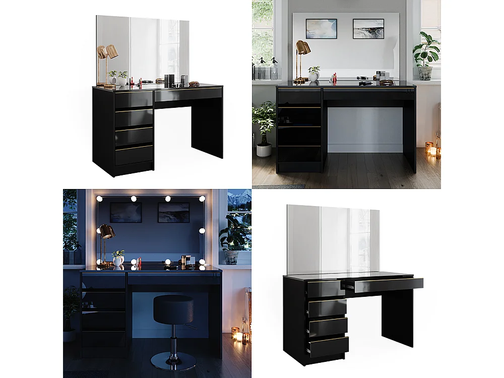 Coiffeuse noir/or 120x55x75 sherry