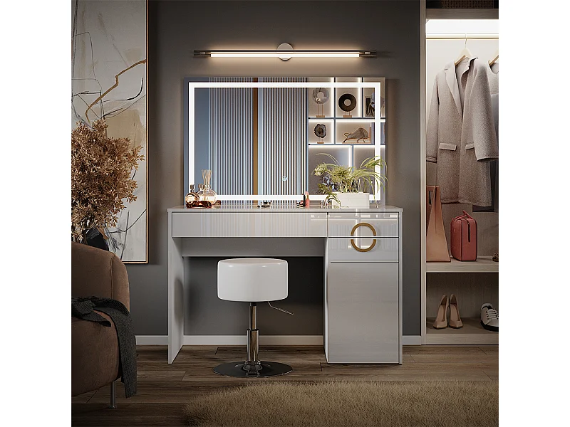 Kaptafel set met kruk wit 115x55x76.4 adela