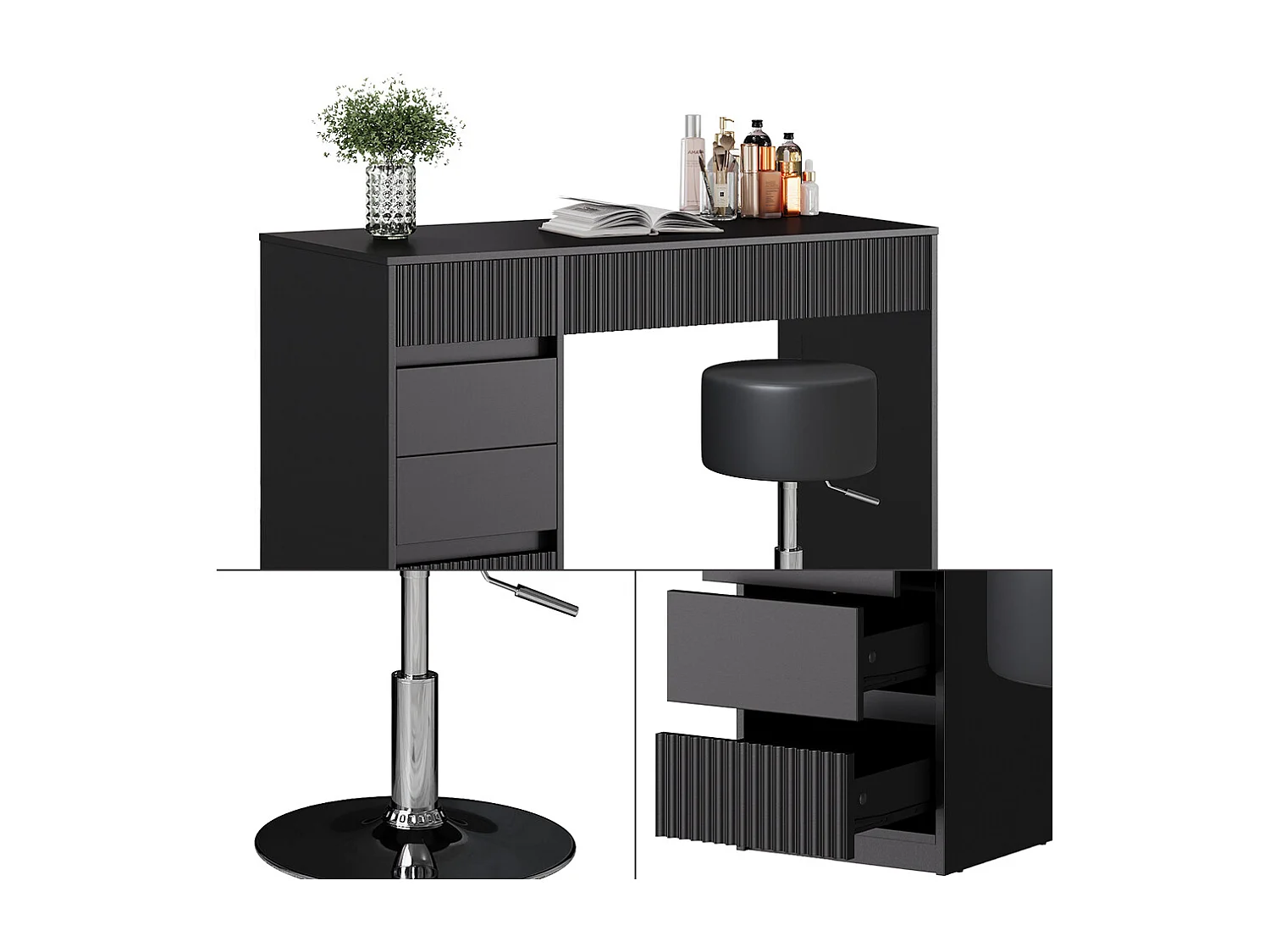 Dressing table black 120x55x76 omira