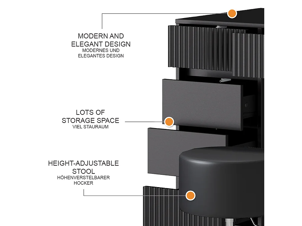 Dressing table black 120x55x76 omira