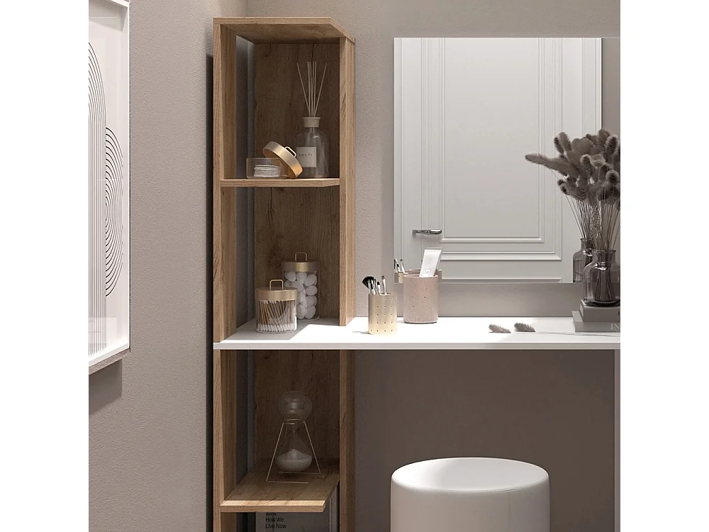 Coiffeuse blanc/sonoma 122.2x55.2x75.8 tower