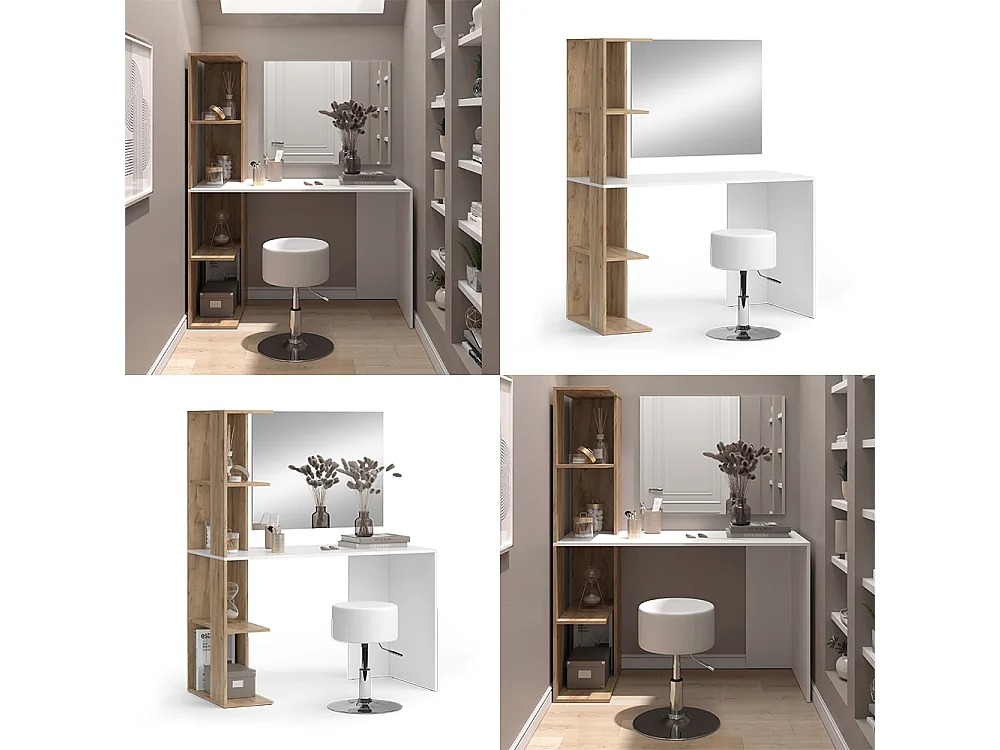 Coiffeuse blanc/sonoma 122.2x55.2x75.8 tower