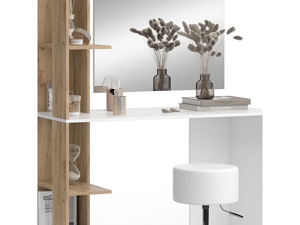 Coiffeuse blanc/sonoma 122.2x55.2x75.8 tower